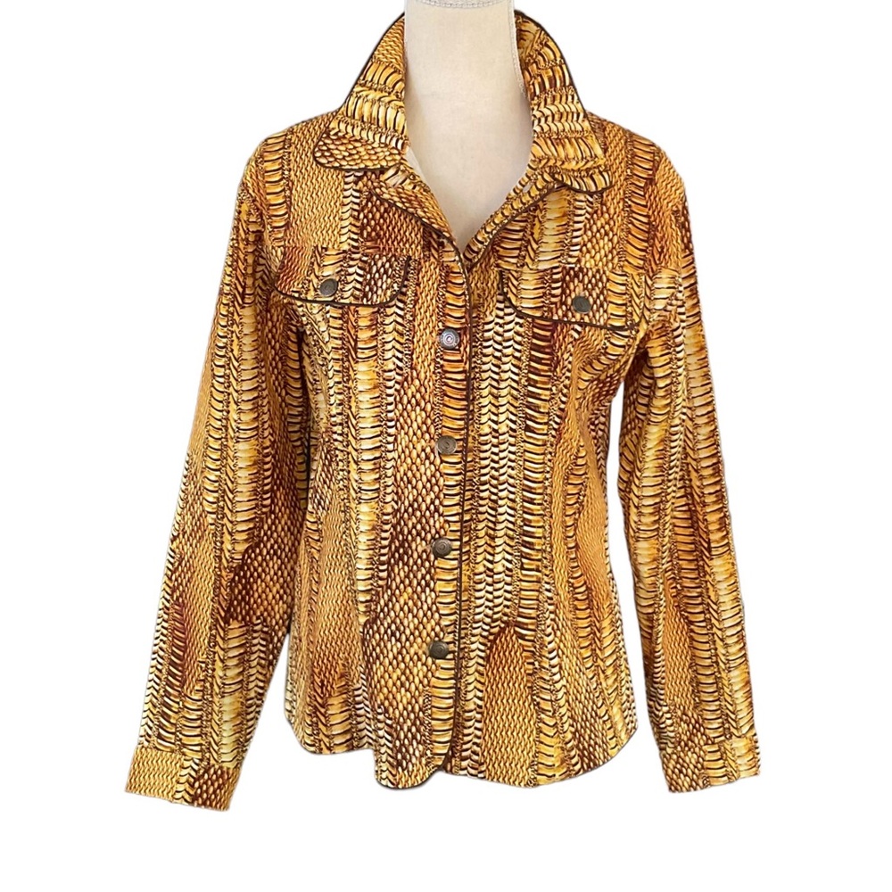Cottonade Paris Yellow Gold Abstract Print Blazer Jacket 3 Women’s Large